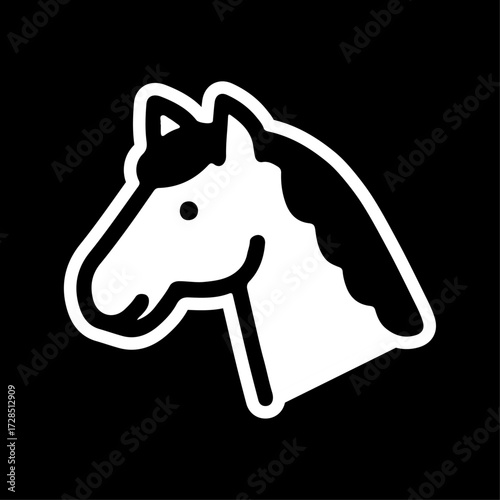 Simple Monoline Vector Horse Head Icon