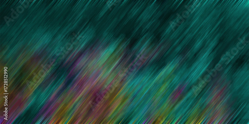 Teal abstract background with colorful diagonal streaks of magenta, yellow, and green, creating a lively and textured effect