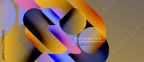 Abstract colorful shapes overlap, creating dynamic visual effect. Background features gradients, text reads background design. Modern, vibrant composition.