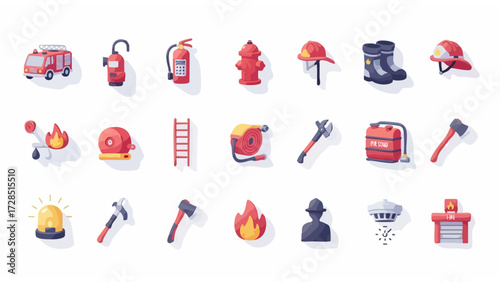 Fire fighter Icon Set