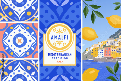 Amalfi coast italy mediterranean tradition with colorful buildings lemons and decorative tiles