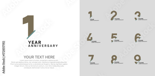 Anniversary logo set vector design, brown and green color for celebration event