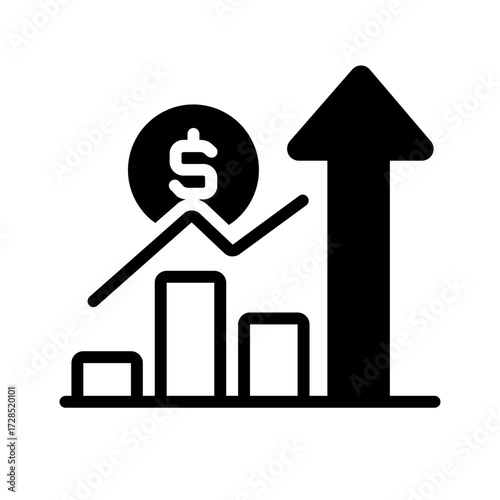 Vector solid black icon for Upward graph