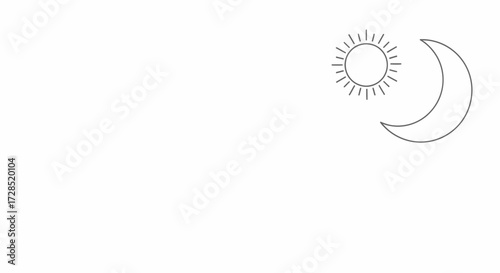 Minimalist Sun And Moon Line Art Symbolizing Day And Night