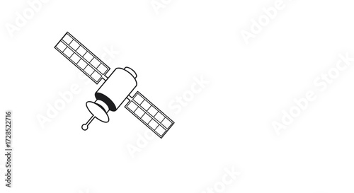 Satellite illustration in minimalist style on white background  