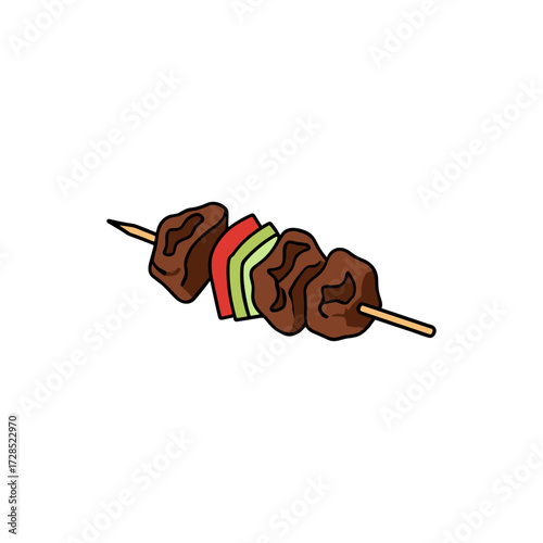 Lebanese beef kebab icon logo flat vector design