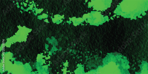 Abstract dark green and lime green watercolor texture with organic blots and splatters for creative design backgrounds