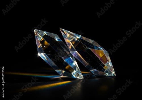 Iridescent Glass Prisms with Rainbow Reflections
