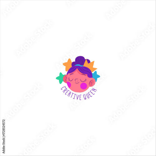 Creative Queen Illustration – Empowering Female Character with Crown and Motivation Text
