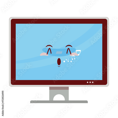 computer whistling face cartoon cute