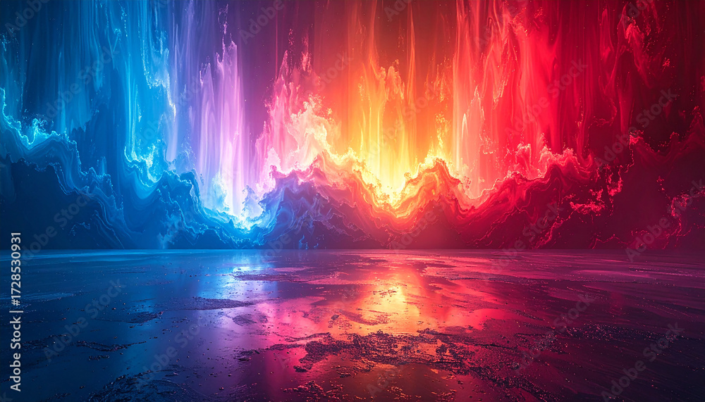 Fototapeta premium Vibrant abstract gradient shifting, blue to red tones. Light spectrum effect, radiant glow, dynamic