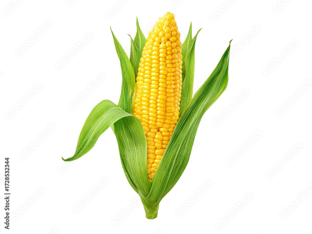Obraz premium Fresh sweet corn on the cob isolated on black background, Isolated On White Background, Png Transparent