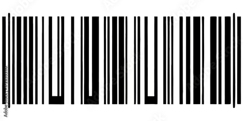 A high-resolution black and white barcode illustration with clean vertical lines of varying thickness and clear numeric digits below, isolated on a transparent background, crisp vector style suitable 