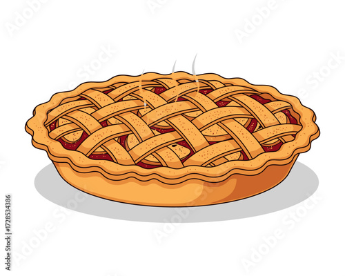 Traditional Apple Pie with Lattice Crust – Vector Bakery Artwork