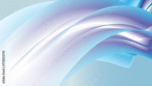 Abstract flowing iridescent light blue and purple waves with soft gradients and subtle textures