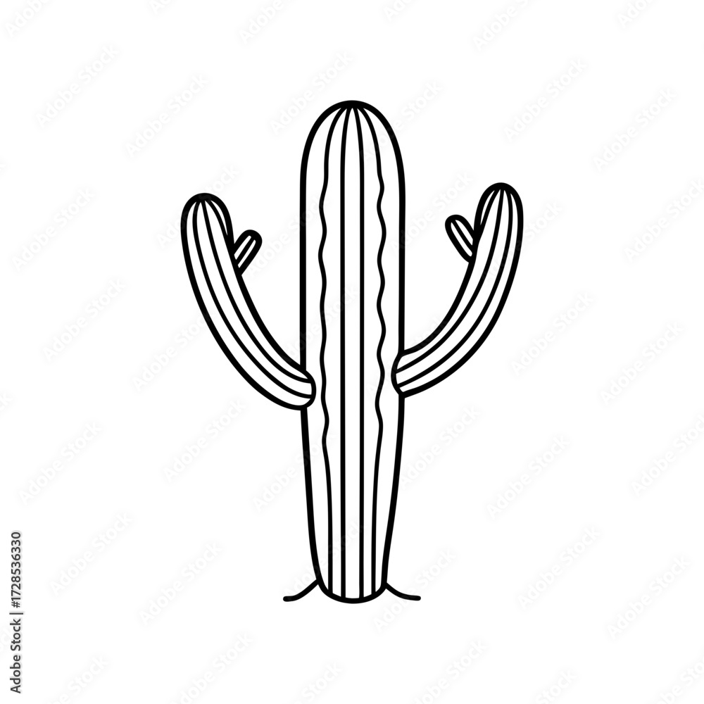 Obraz premium Simple saguaro cactus outline drawing