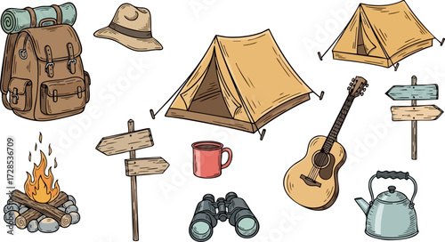 Assorted Camping and Outdoor Adventure Gear Collection