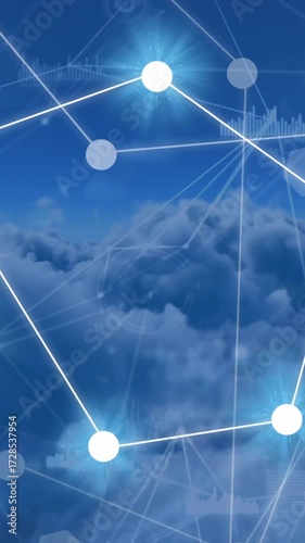 Animation of network of connections over clouds