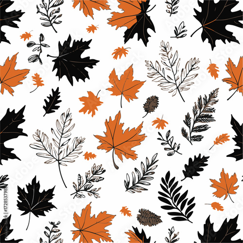 Autumn vibe leaves pattern sketch illustration vector