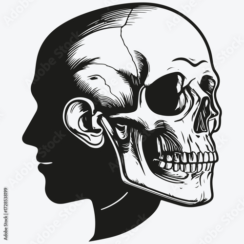 human scull sketch illustration vector