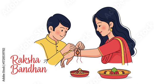 Festive Raksha Bandhan Celebration Brother and Sister Bonding with Traditional Ceremony and Sweet Treats - A Heartwarming Sibling Connection