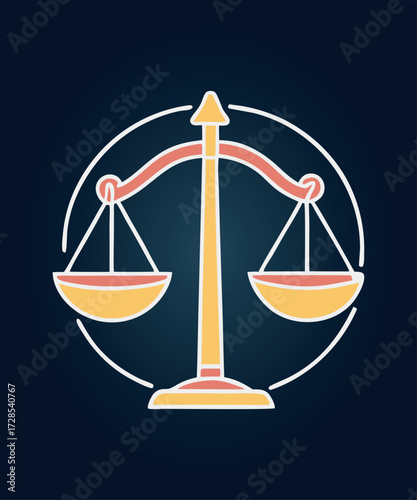 Symbol of Justice Scales Design Depicting Legal Balance and Fairness