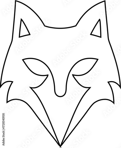 Wolf, fox, jackal mask outline vector icon, perfect for tribal art, gaming logos, outdoor branding, and adventure themed graphics.