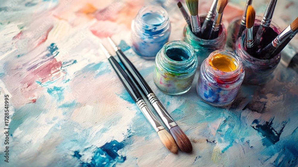 Fototapeta premium Artist's Palette and Brushes