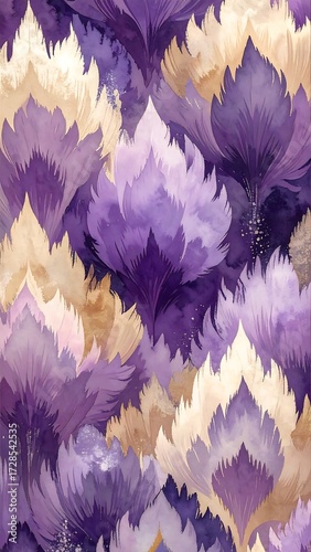 Abstract floral pattern in shades of purple and beige