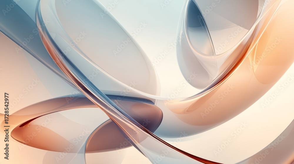 Fototapeta premium dynamic composition of semi-transparent elliptical shapes intersecting at angles with soft glow and shadow depth