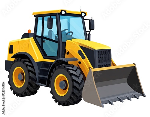 Yellow front-end loader illustration