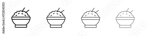 Rice bowl icon outline trend modern simple versions