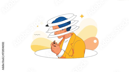 Stylized illustration of a person with swirling lines around their head representing confusion stress or deep thought