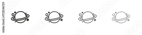 Planet saturn icon outline trend modern simple versions