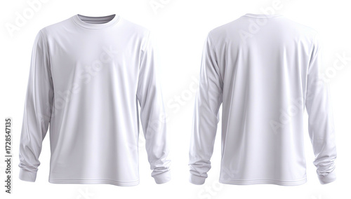 Front and back view of a blank white long-sleeve shirt (1)