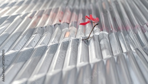 Abstract flower on corrugated surface