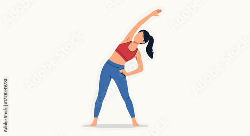 Woman Doing Side Bend Exercise Stay Fit and Healthy with Regular Physical Activity