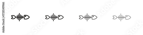 Fish skeleton icon outline trend modern simple versions