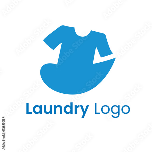 Modern and minimalist blue laundry service logo concept. Clean clothing care and dry cleaning business branding icon, suitable for app or website design