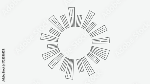 Abstract sunburst radiating from a central oval shape with a hand drawn sketchy artistic style and a white background