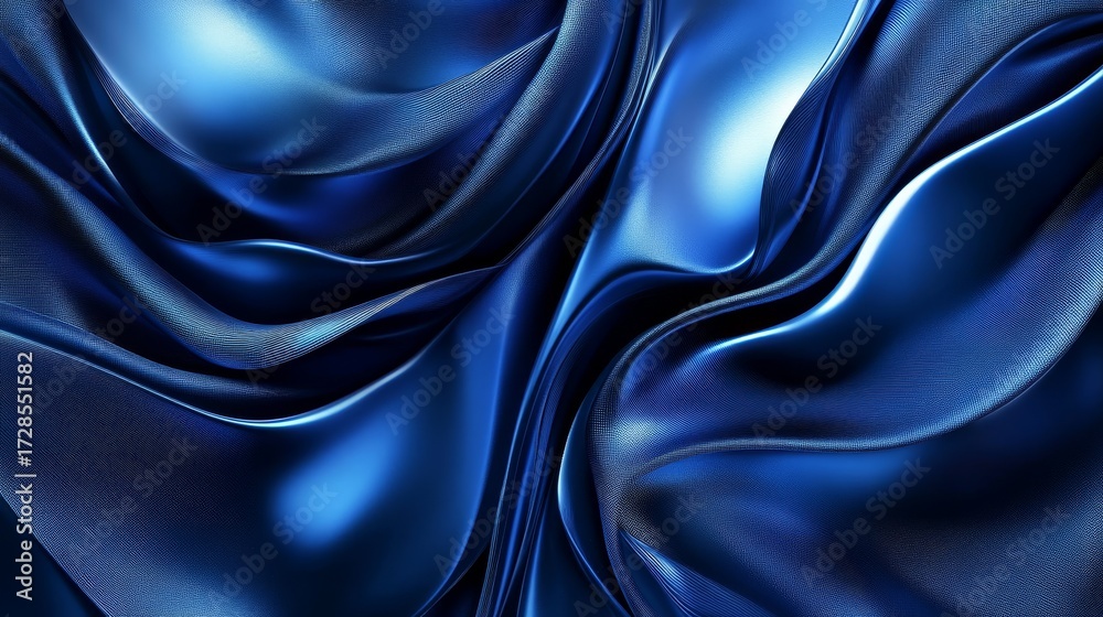 Fototapeta premium three-dimensional abstract blue drapery with rippling contours and luminous edges evoking high-end fashion wallpaper elegance