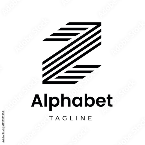 Modern Z letter logo design with parallel lines, ideal for corporate branding or innovative businesses seeking a strong, geometric visual identity concept