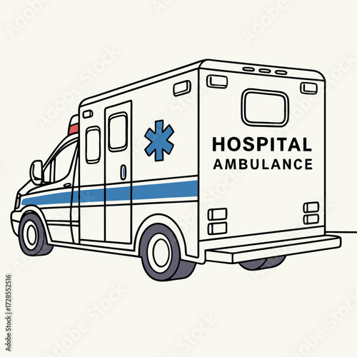 Hospital ambulance with emergency vehicle