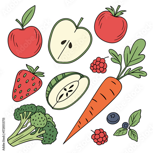 Assortment of fresh fruits and vegetables