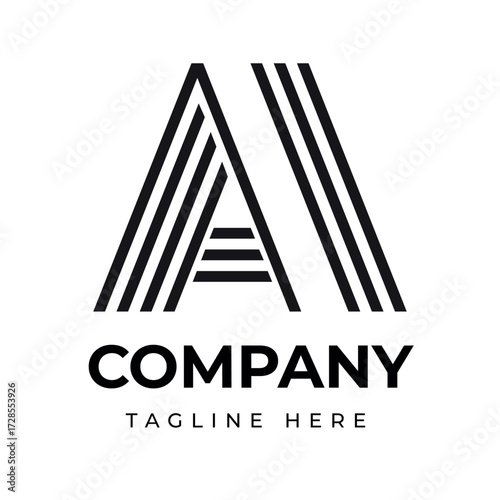 Elegant Black and White Logo Design for Modern Companies and Businesses, Featuring Letter A Concept