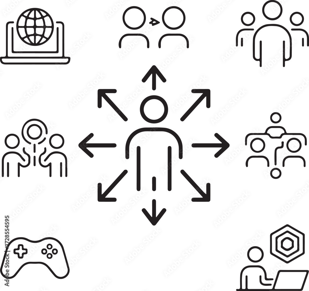 Fototapeta premium Interconnectedness Person at the Center of Digital Interactions