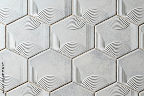 Modern Geometric Hexagonal Tiles with Subtle Textured Design
