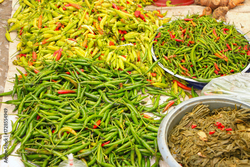 Fresh Chilies on Sale at a Morning Market, Luang Prabang, Laos