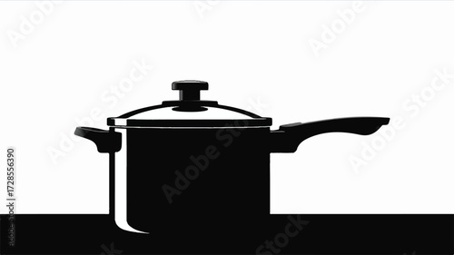 A black silhouette illustration of a pressure cooker on a white background.  