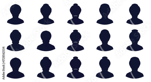 Silhouetted figures represent diverse individuals in a group, symbolizing unity and collaboration in a business or social context, promoting inclusivity and teamwork.